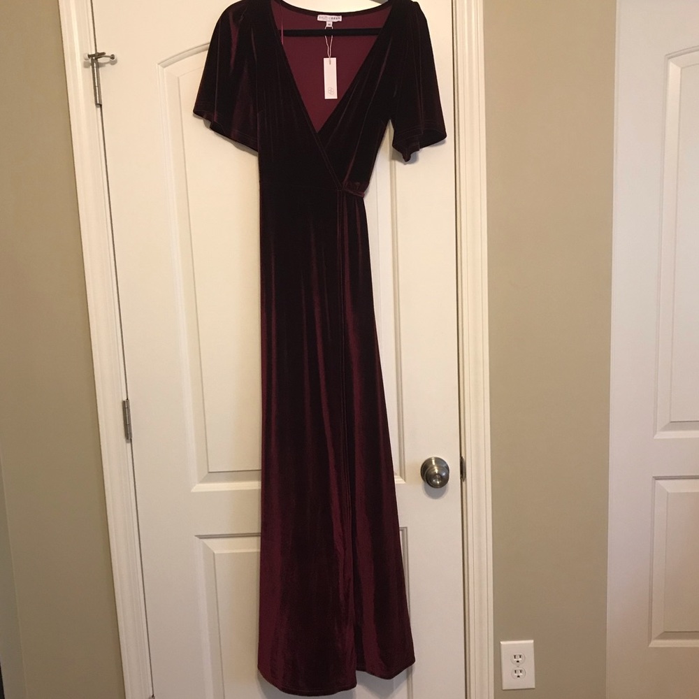 X-small velvet burgundy wrap dress